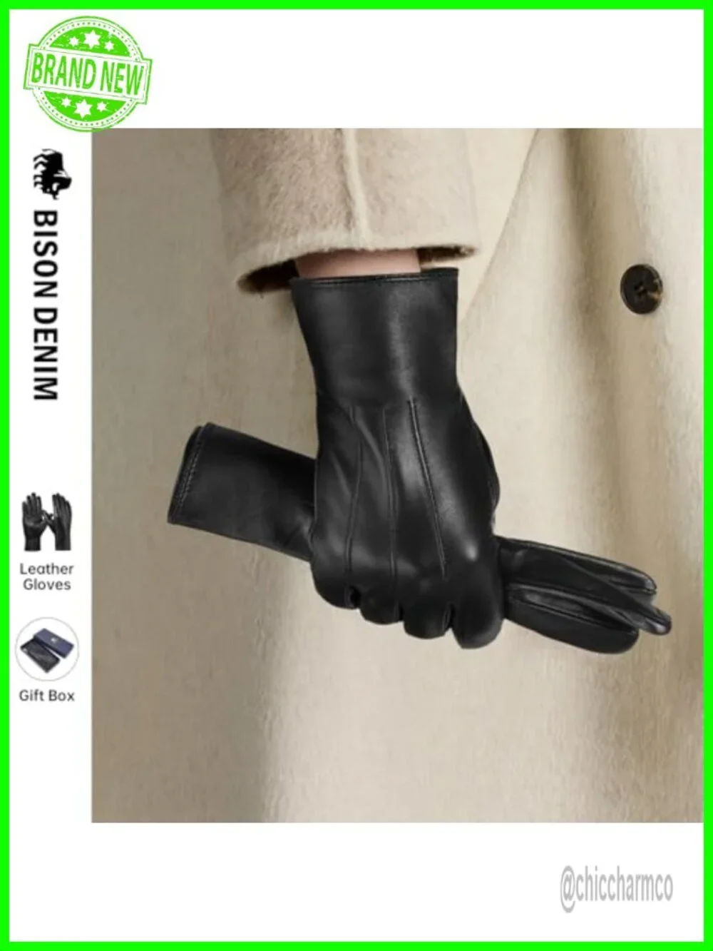 Genuine Sheepskin Leather Cashmere Lined Touchscreen Winter Gloves